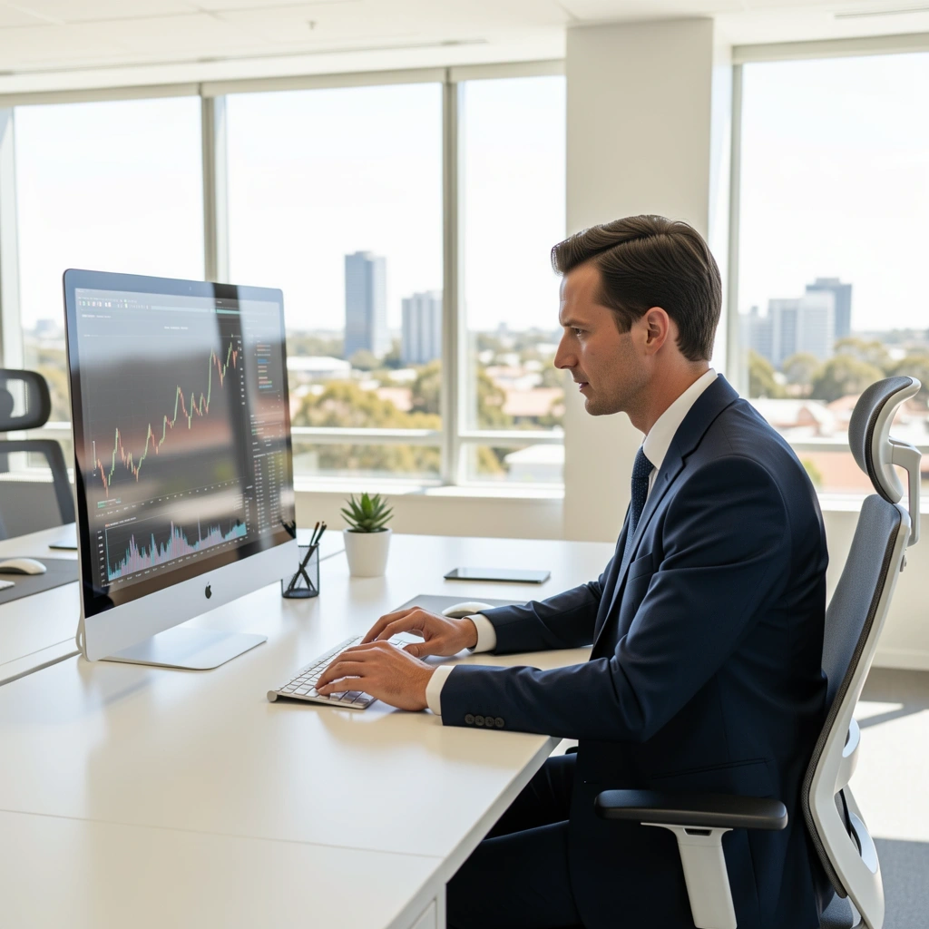 Financial professional in an Australian office setting